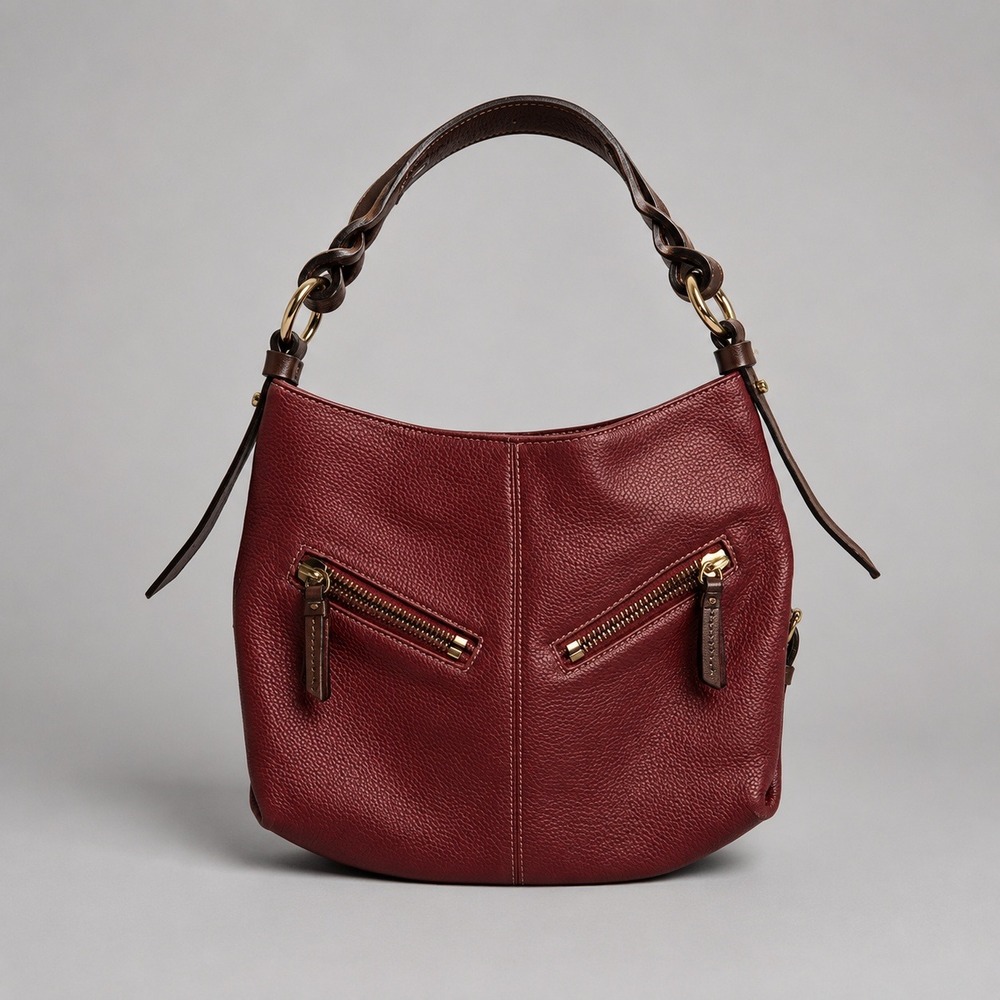 Dooney & Bourke Red Leather Shoulder Bag Gold Hardware